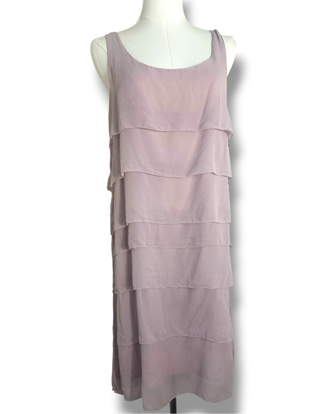 EILEEN FISHER Pink Silk Habutai Crocus Layered Dress size small